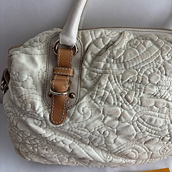 Etro Milano rare Quilted Beige Handbag Leather Trim 1B896-2198 Authentic - Picture 6 of 16